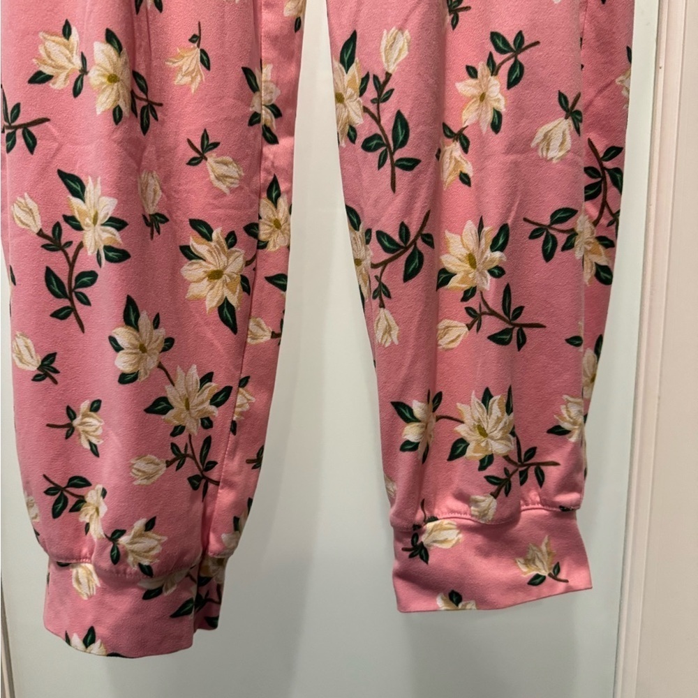 DRAPER JAMES Floral Pink Jogger Pants Size L Cottagecore Leisure Comfy Soft - Picture 5 of 15